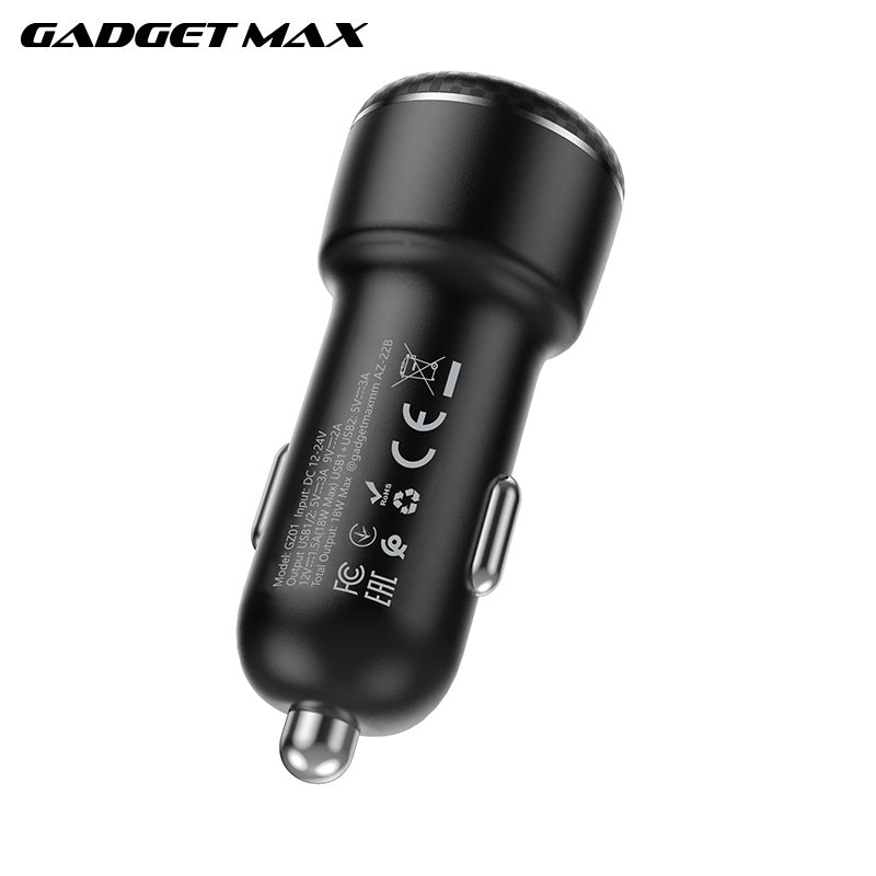 GADGET MAX GZ01 ENJOY SERIES 18W QC 3.0 DUAL PORT QUICK CHARGING CAR CHARGER (2USB)