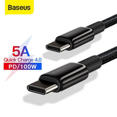 BASEUS TUNGSTEN GOLD FAST CHARGING DATA CABLE TYPE-C TO TYPE-C (100W) (1M) - Black