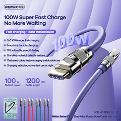REMAX RC-C055 C-C WEFON SERIES 100W ZINC-ALLOY ELASTIC DATA CABLE WITH LIGHT TYPE C TO TYPE C