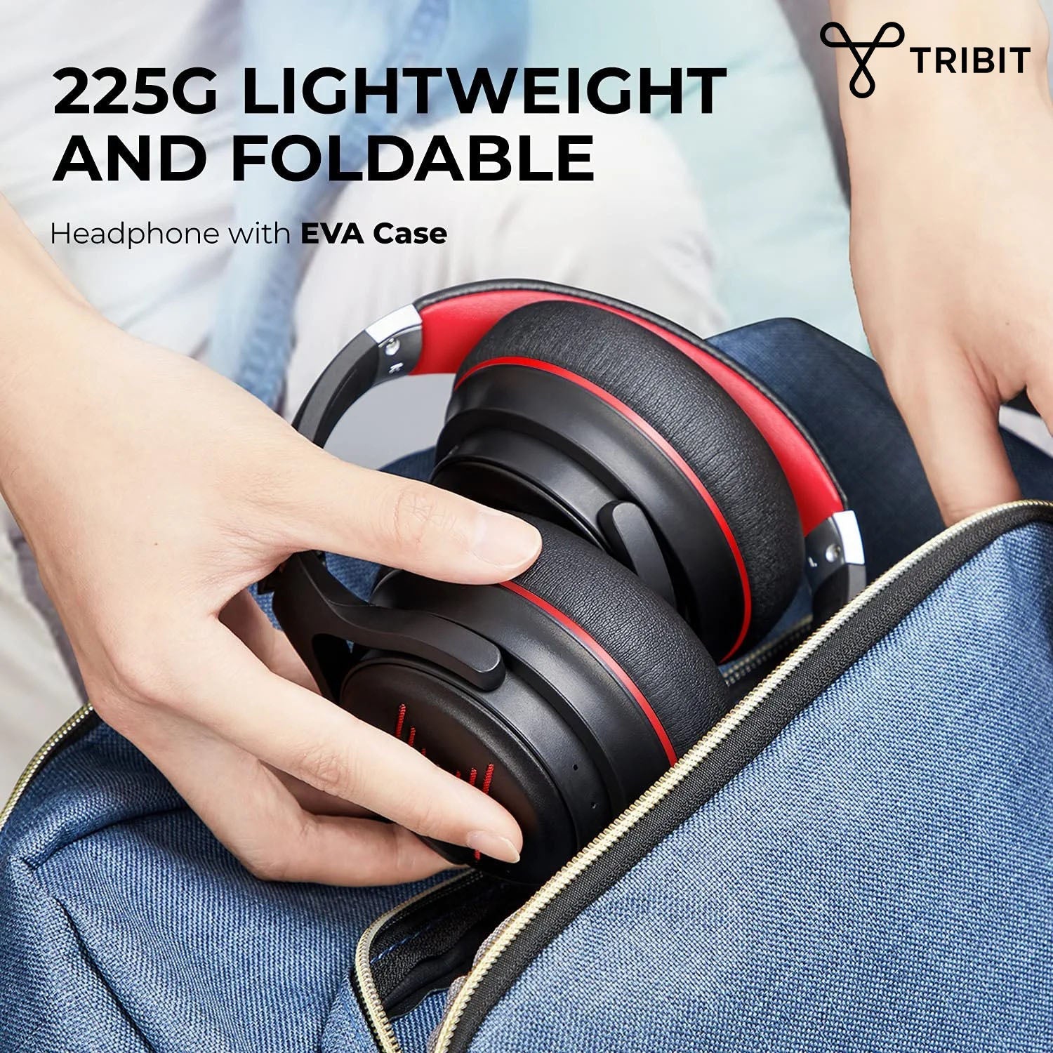 Tribit BTH-71 XFree Go Bluetooth V5.0 True Wireless Headphone (Type-C) - Black & Red