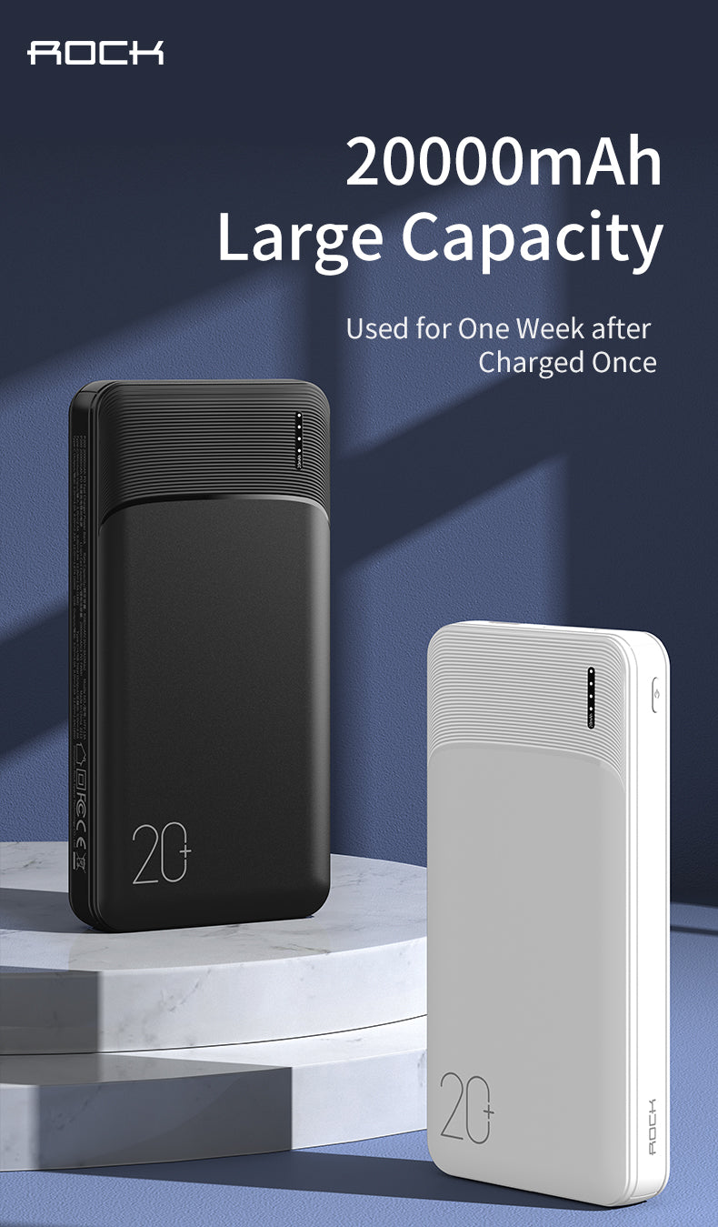 ROCK P200 20000mAh PD 20W+QC 3.0A FAST CHARGING POWER BANK (OUTPUT-1USB/INPUT-MICRO) (TYPE-C IN /OUT), 20000mAh Power Bank, PD Power Bank, QC Power Bank, Fast Charging Power Bank