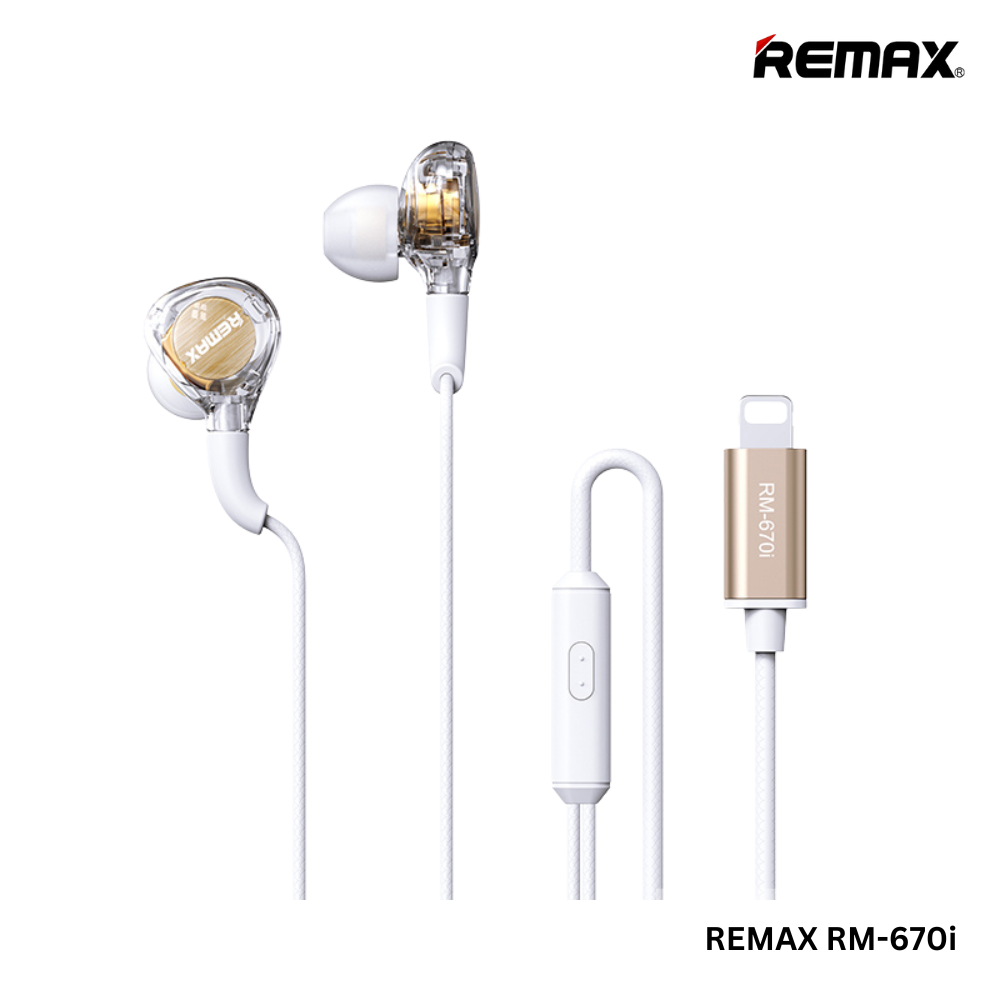 REMAX RM-670i Lightning Wired Earphone For Music & Call(1.2M)