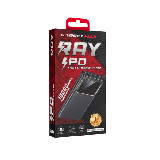 GADGET MAX 10000MAH 22.5W RAY PD POWER BANK (5V/3A)(OUTPUT-TYPE-C/A1/A2)(INPUT-MICRO/TYPE-C)