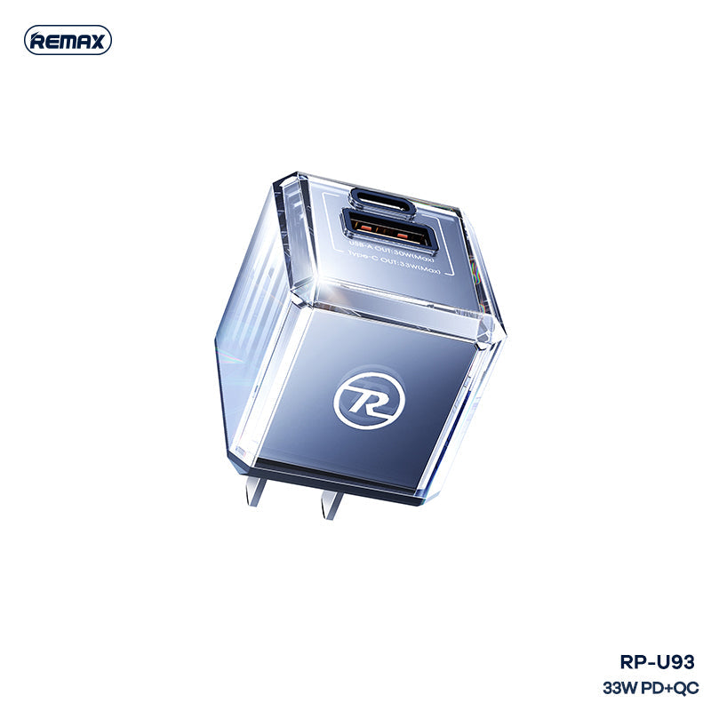 REMAX RP-U93 ICY SERIES 33W MULTI-COMPATIBLE PD+QC FAST CHARGER
