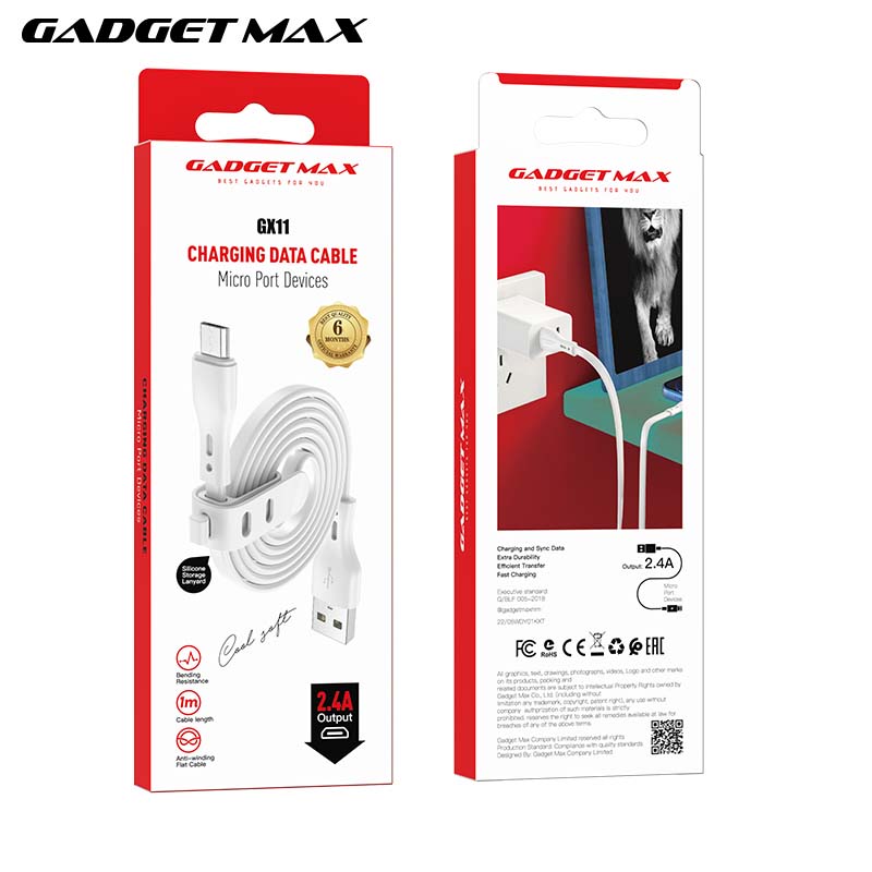 GADGET MAX GX11 CHARGING DATA CABLE FOR MICRO (2.4A) (1M), Micro Cable, Charging Cable, Data Cable