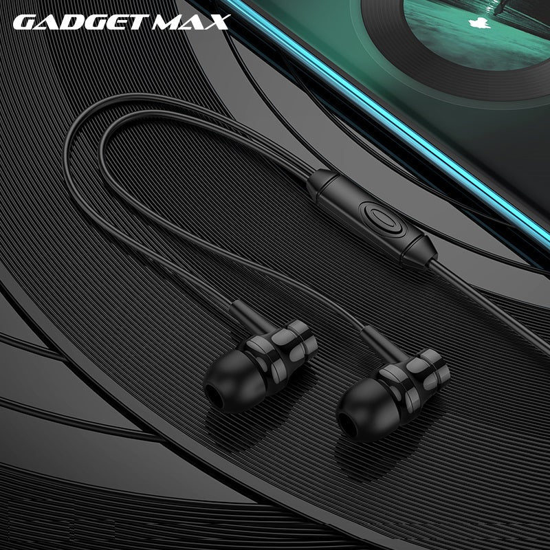 GADGET MAX GM07 BASS STEREO WIRED 3.5MM EARPHONE WITH MIC (1.2M) - BLACK