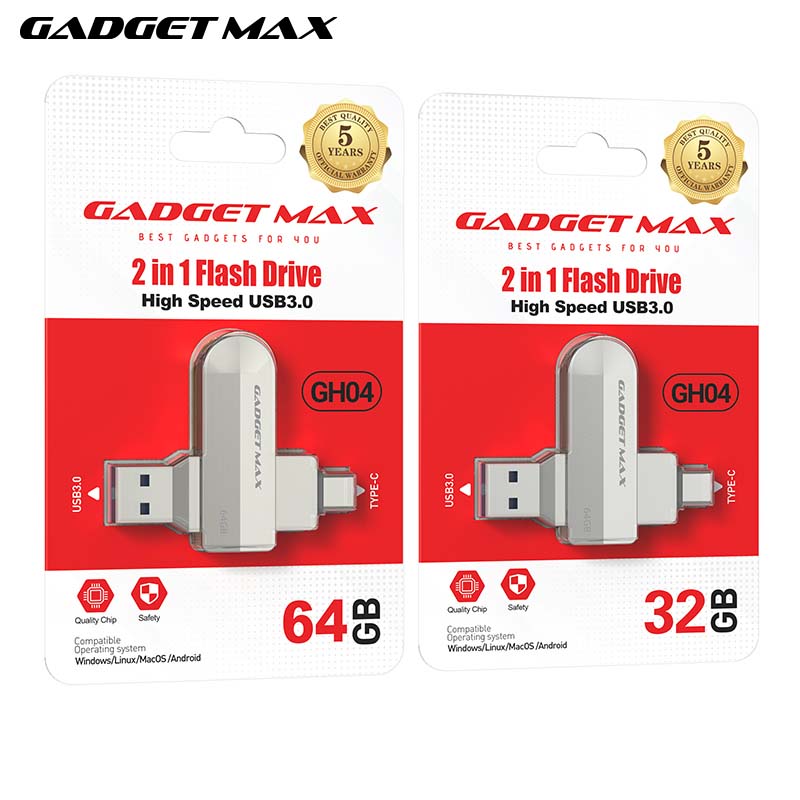 GADGET MAX Type-C+USB3.0 GH04 2 In 1 Flash Drive High Speed USB3.0 (32GB) (64GB)