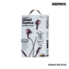 REMAX RM-670A Type-C Digital Wired Earphone For Music & Call(1.2M)