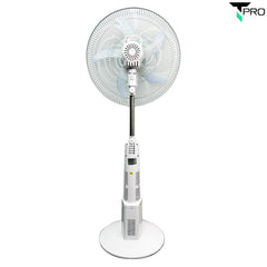 T PRO CTL-CF034R-18C 18" LONTOR RECHARGEABLE STANDING FAN WITH SOLAR CHARGE (12 SPEEDS/8W/4 SMD/15V DC INPUT/5V USB OUTPUT)