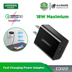 Ugreen USB 18W Charger Only QC 3.0 Fast Charging Power Adapter