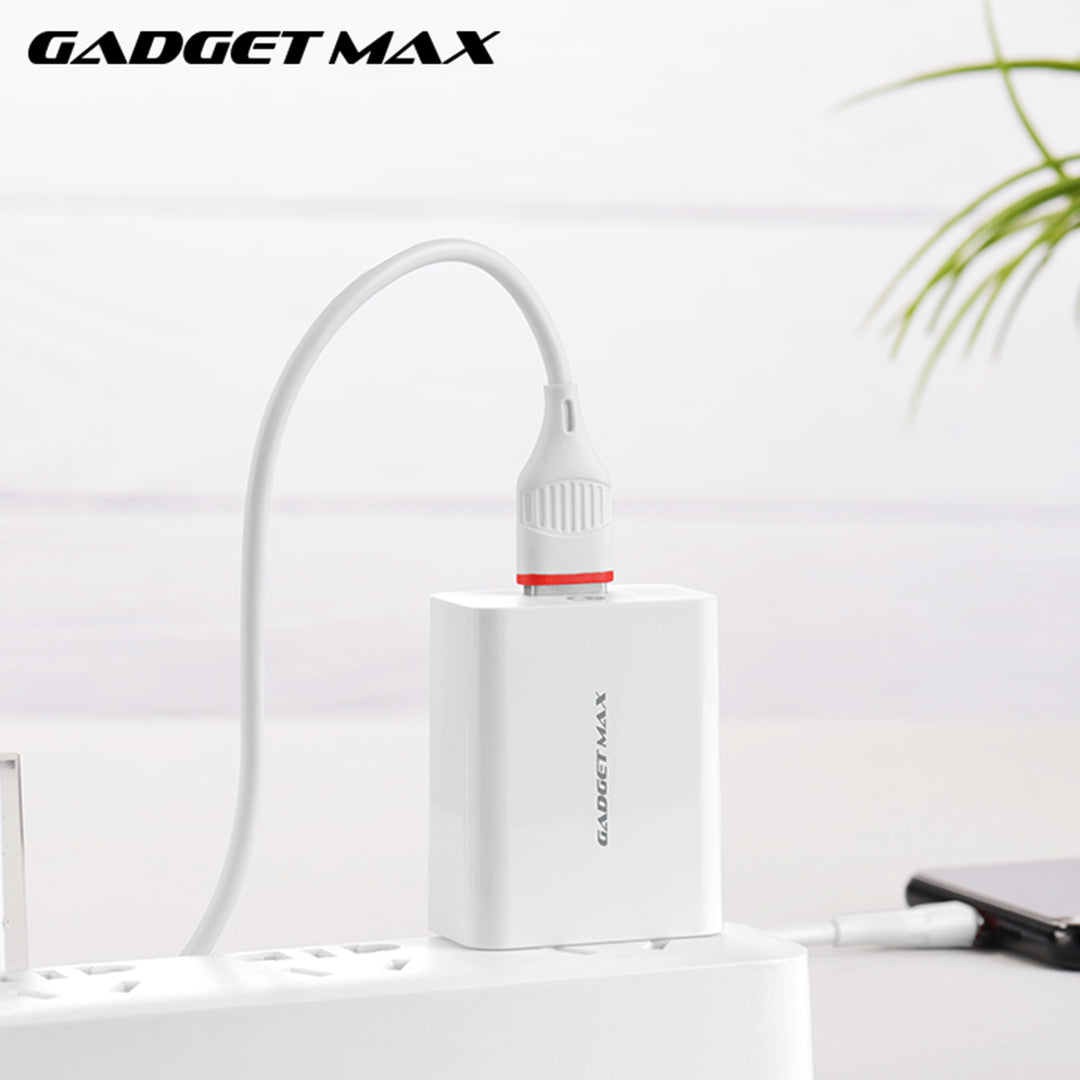 GADGET MAX GC01 18W SINGLE USB PORT QC 3.0 CHARGER (1USB)(3A)(WIDE VOLTAGE 100V-240V)