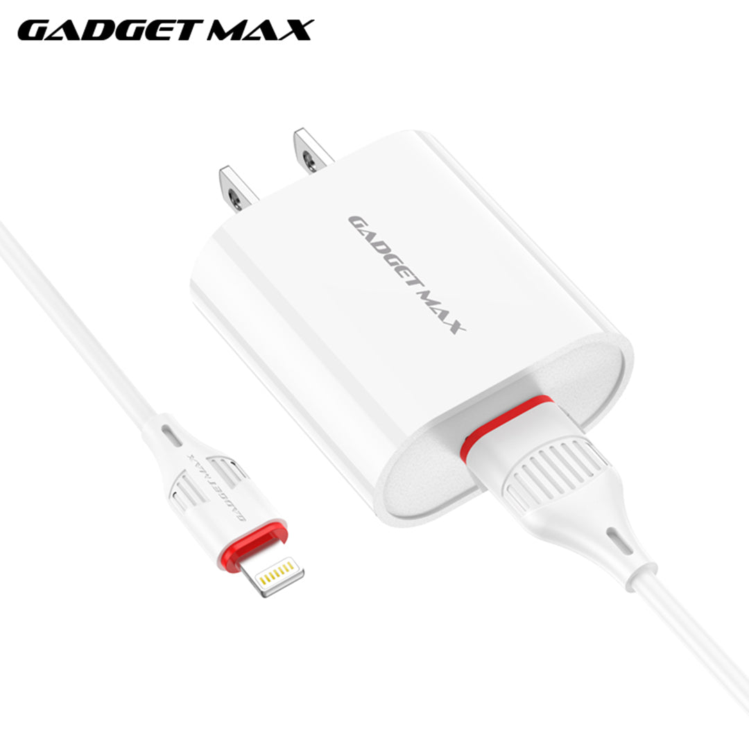 GADGET MAX GC02 IPH 2.4A SINGLE USB PORT SPEEDY IPHONE CHARGER SET (1USB)(2.4A)(1M)