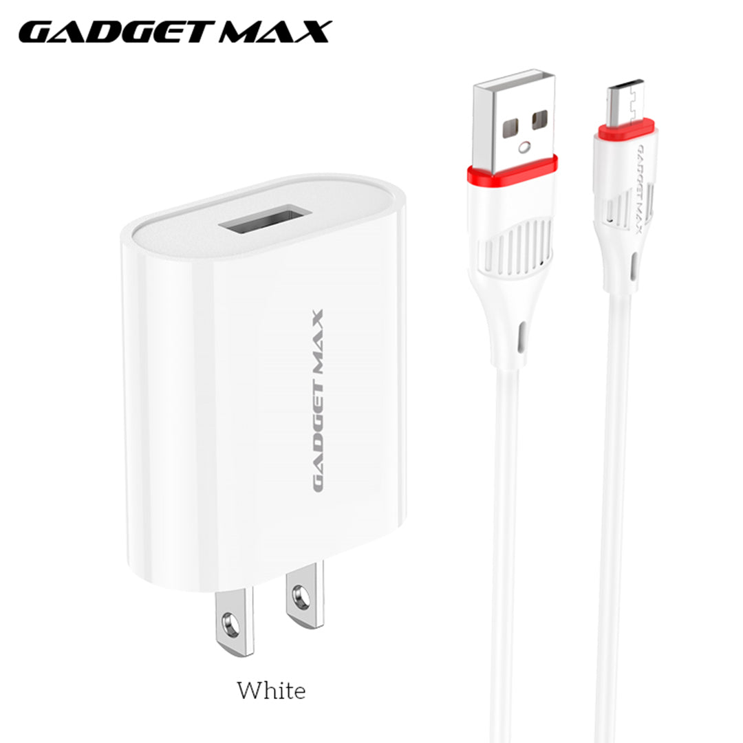 GADGET MAX GC02 MICRO 2.4A SINGLE USB PORT SPEEDY MICRO CHARGER SET (1USB)(2.4A)(1M)
