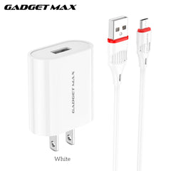 GADGET MAX GC02 MICRO 2.4A SINGLE USB PORT SPEEDY MICRO CHARGER SET (1USB)(2.4A)(1M)