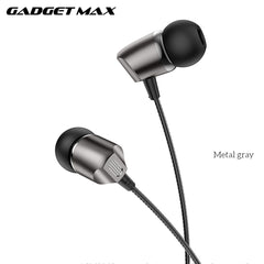 GADGET MAX GM09 WIRED CONTROL 3.5MM EARPHONE WITH MIC (1.2M) - GREY