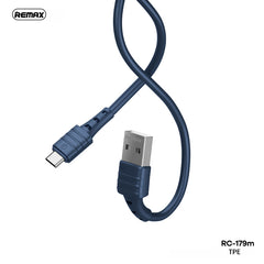 REMAX RC-179M ZERON SERIES ELASTIC TPE 2.4A FAST CHARGING DATA CABLE FOR MICRO (1M) (2.4A)