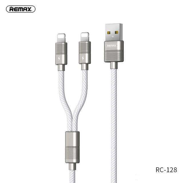 REMAX - RC-128II 2.4A GIRI 2 IN 1 LIGHTNING & LIGHTNING CHARGING CABLE,Cable,2 in 1 cable,2 in 1 USB Cable,2 in 1 charging cable Phone Charging Cable,2 in 1 cable for mobile phone,smart phone,tablet,iPhone,iPad,2 in 1 USB Charging Cable