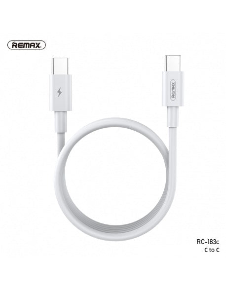 REMAX RC-183C MARLIK SERIES 100W PD FAST-CHARGING DATA CABLE TYPE-C TO TYPE-C,C TO C  Data Cable ,Type C to Type C Fast Charging Cable , USB C Cable , PD Cable , PD Port , C to C Cable Samsung , Xiaomi , Apple , Huawei