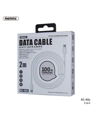 REMAX RC-183C MARLIK SERIES 100W PD FAST-CHARGING DATA CABLE TYPE-C TO TYPE-C,C TO C  Data Cable ,Type C to Type C Fast Charging Cable , USB C Cable , PD Cable , PD Port , C to C Cable Samsung , Xiaomi , Apple , Huawei