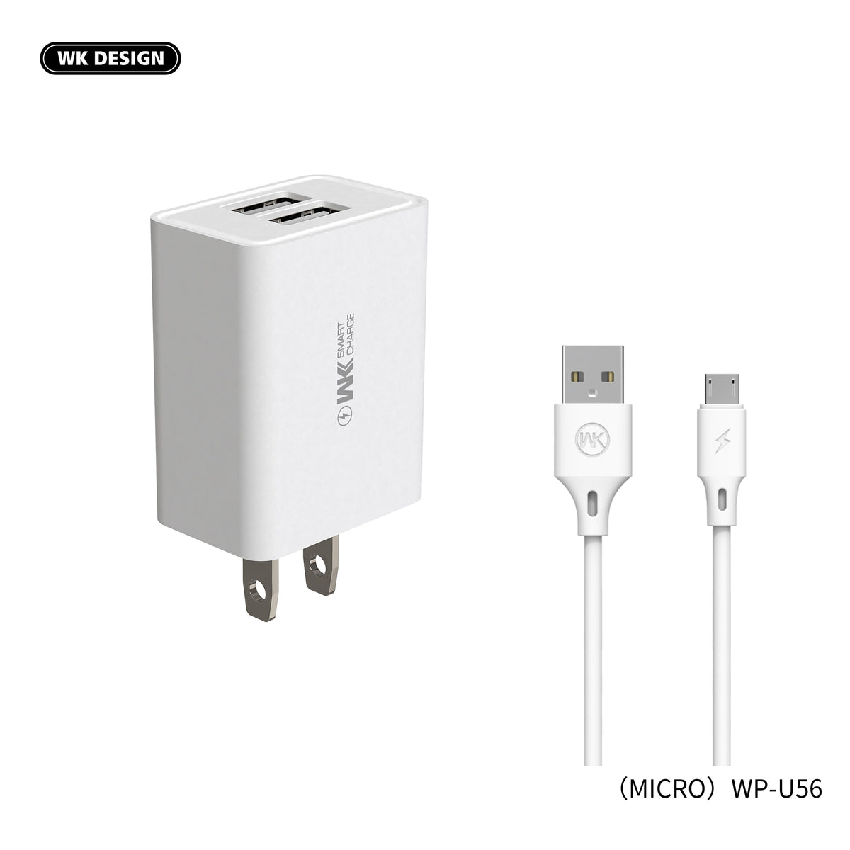 WK WP U56M Dual USB Charger For Micro - White