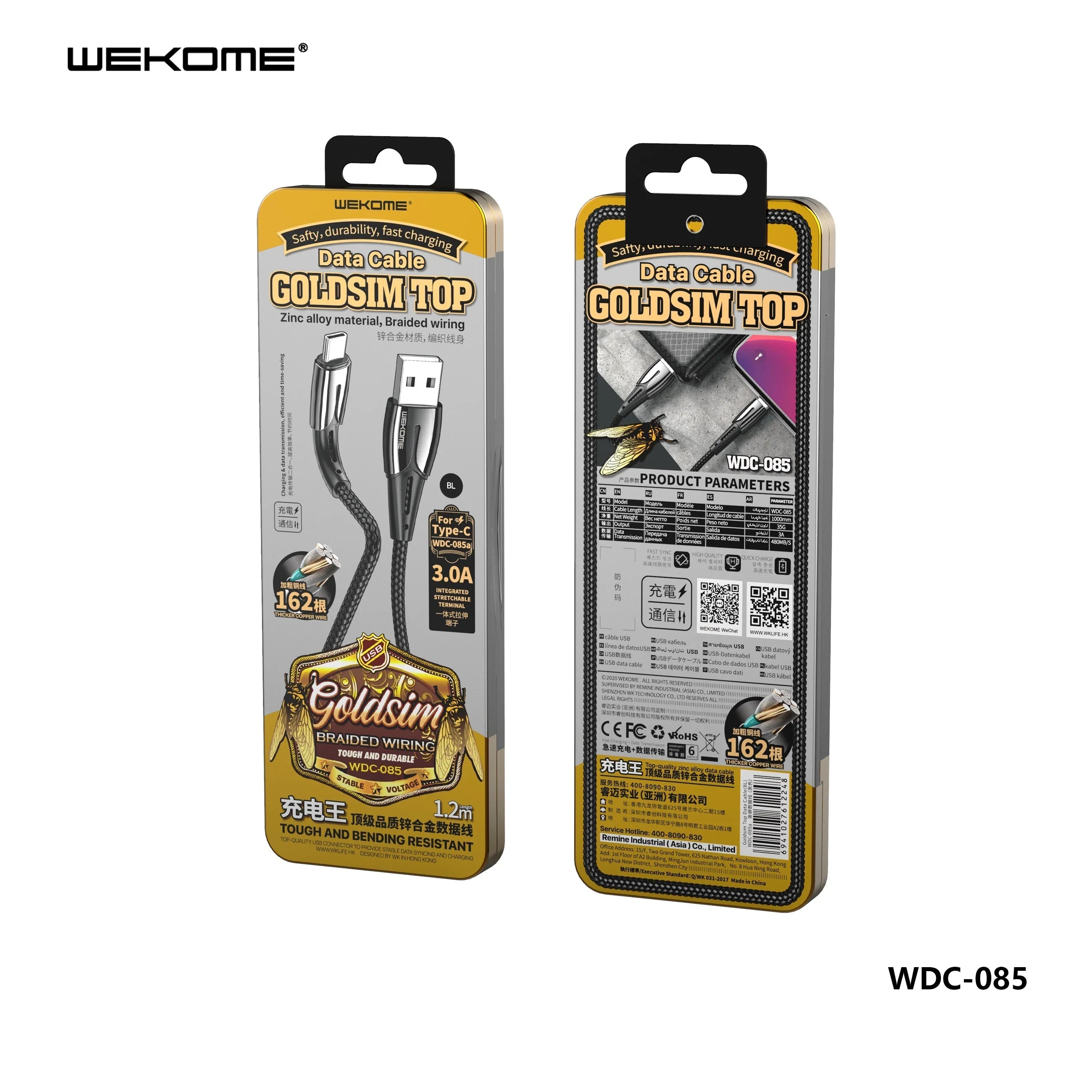 WEKOME (WDC-085M) GOLDSIM TOP ZINC ALLOY DATA CABLE FOR MICRO - Black