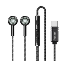 REMAX RM-598A Type C Wire Earphone METAL EARPHONE (WIRED), MONSTER METAL FOR MUSIC & CALL Type C Stereo Sound Wired Headset ,USB C headphone , Type C Earphone For Samsung,Huawei ,Xiaomi