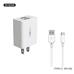 WK WP-U56A DUAL USB SET CHARGER FOR TYPE-C - White