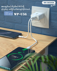 WK WP-U56A DUAL USB SET CHARGER FOR TYPE-C - White
