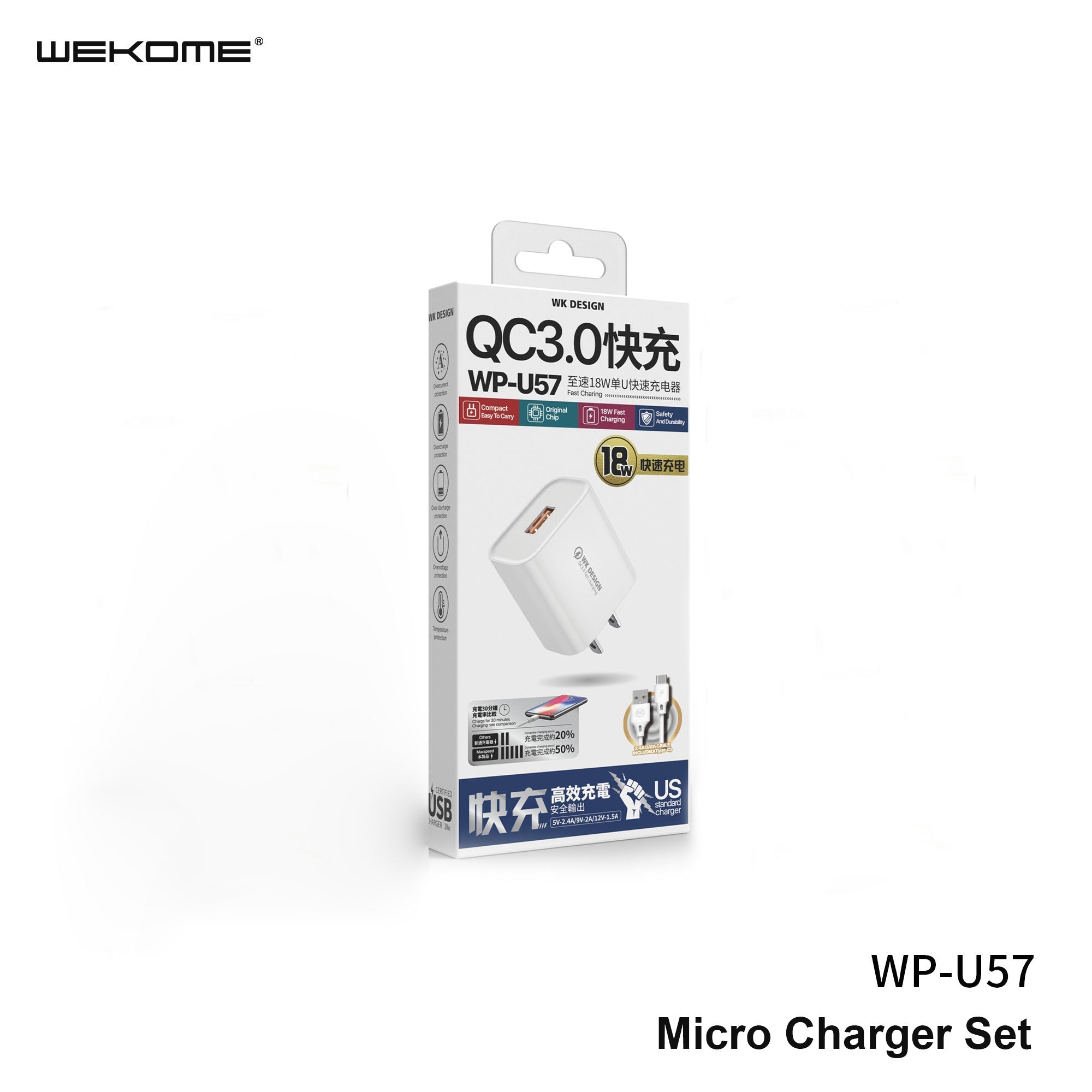 WK WP-U57 (TYPE-C) MAXSPEED FAST CHARGER SET WITH TYPE-C CABLE ,Charger , USB Phone Charger , Mobile Phone Charger , Smart Phone Charger , Andriod Phone Charger , Muti port usb charger , quick charger , cell phone charger , wall charger , Portable Charger