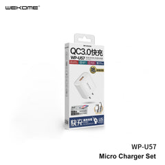 WK WP-U57 (MICRO) MAXSPEED FAST CHARGER SET WITH MICRO CABLE ,Charger , USB Phone Charger , Mobile Phone Charger , Smart Phone Charger , Andriod Phone Charger , Muti port usb charger , quick charger , cell phone charger , wall charger , Portable Charger