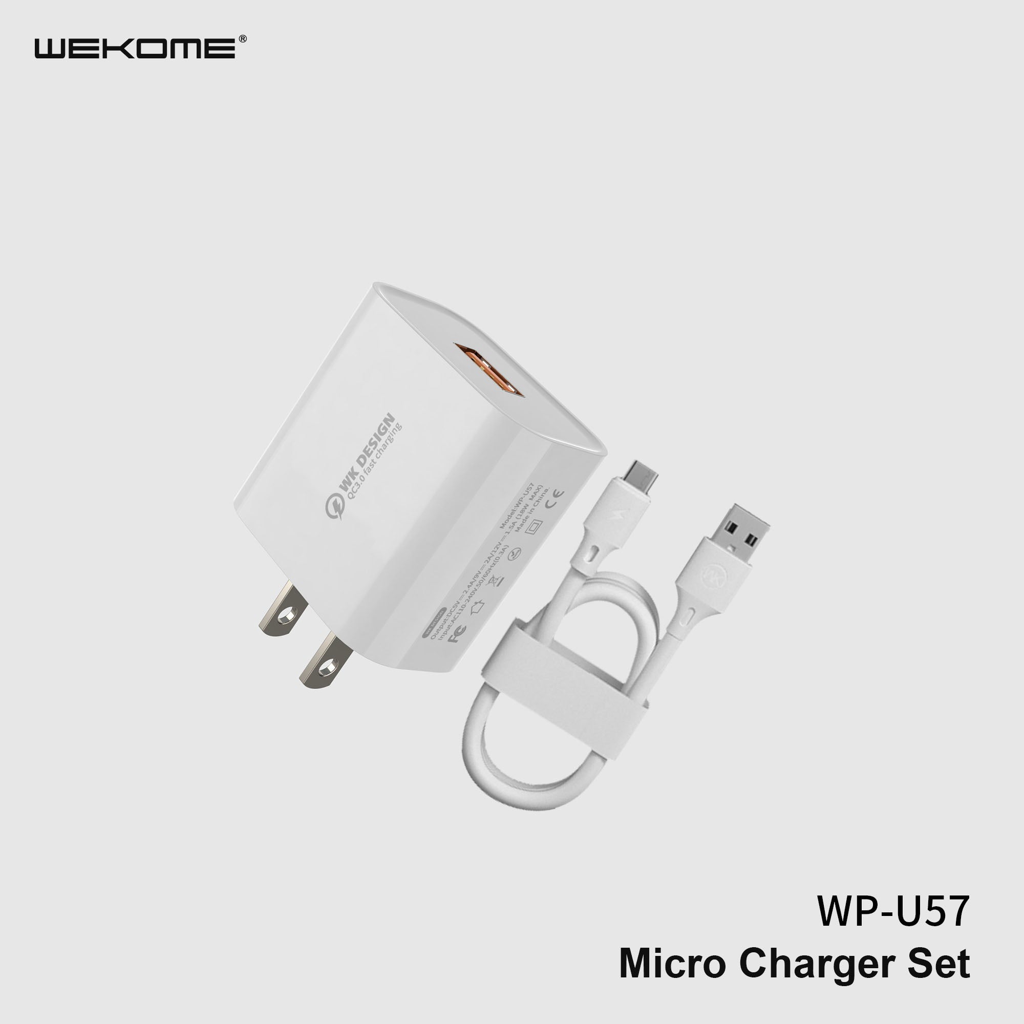WK WP-U57 (IPH) MAXSPEED FAST CHARGER SET WITH IPH CABLE ,Charger , USB Phone Charger , Mobile Phone Charger , Smart Phone Charger , Andriod Phone Charger , Muti port usb charger , quick charger , cell phone charger , wall charger , Portable Charger