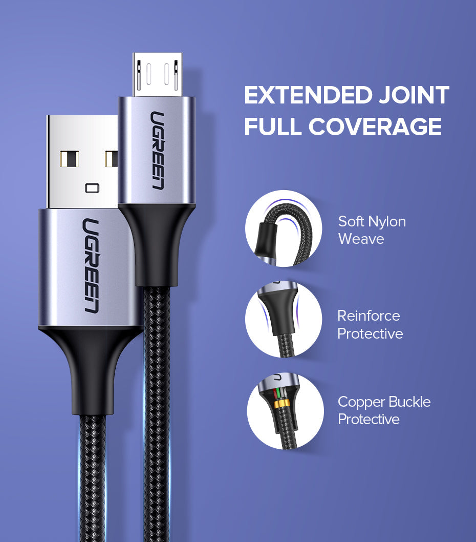 UGREEN OFFICIAL MICRO USB 2.0 CABLE (METAL) 1M - Black