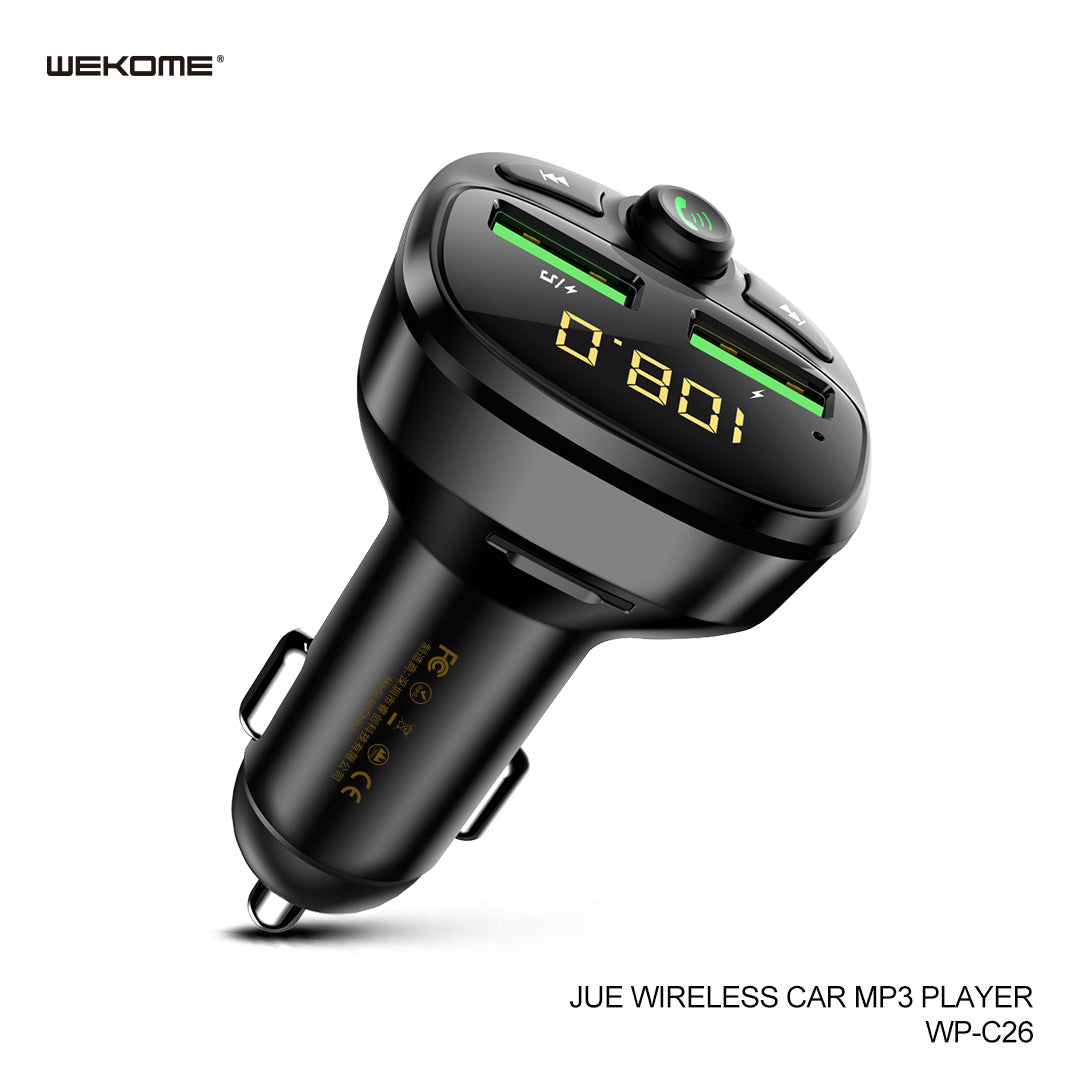 WEKOME JUE WIRELESS WP-C26 CAR MP3 PLAYER ,Car Charger , Car Charger Adapter , cell phone car charger , USB Car Charger , Fast Car Charger , Car charger for Micro , iPhone , Type C , Lightning  , Android Car Charger , Cigarette Lighter iPhone Car Charger