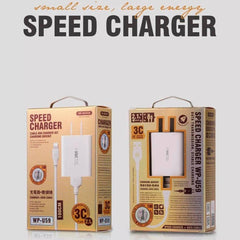 WK (WP-U59 I-PH) SPEED 3C CHARGER FOR LIGHTNING WITH DATA CABLE,Charger , USB Phone Charger , Mobile Phone Charger , Smart Phone Charger , Andriod Phone Charger  , quick charger , fast charger , cell phone charger ,  wall charger , Portable Charger