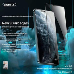 REMAX (IPH 12 MINI )(5.4 INCHES)GL-32 EMPEROR SERIES 9D SCREEN PROTECTOR TEMPERED GLASS FOR IPH 12 ,iPhone 12 tempered glass , iPhone 12 screen protector , Best screen protector for iPhone 12 , Glass screen protector , screen guard