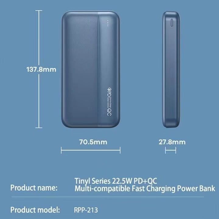 REMAX RPP-213 TINYL Series 20000mAh Power Bank PD18W&QC3.0A,Powerbank,Powe Bank 20000mah,20000mah Power Bank,20000mah Powerbank,20W PD Power Bank ,Type C Power Bank, Apple Power Bank Best Power Bank For iPhone12,Fast Charge Power Bank ,USB C Power Bank
