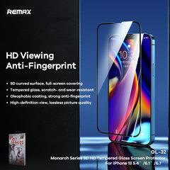 REMAX IPHONE 13 SERIES INCHES GL-32 EMPEROR/MONARCH SERIES 9D SCREEN PROTECTOR TEMPERED GLASS FOR IPH 13 MINI/IPH 13/IPH13 PRO/IPH 13 PRO MAX (5.4")/(6.1'')/(6.7")