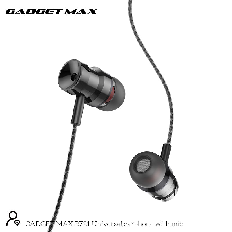 GADGET MAX B721 3.5MM IN-EAR UNIVERSAL BUDDY EARPHONE, WITH MIC 3.5mm Earphone, High Quality Earphone, IN-EAR Earphone