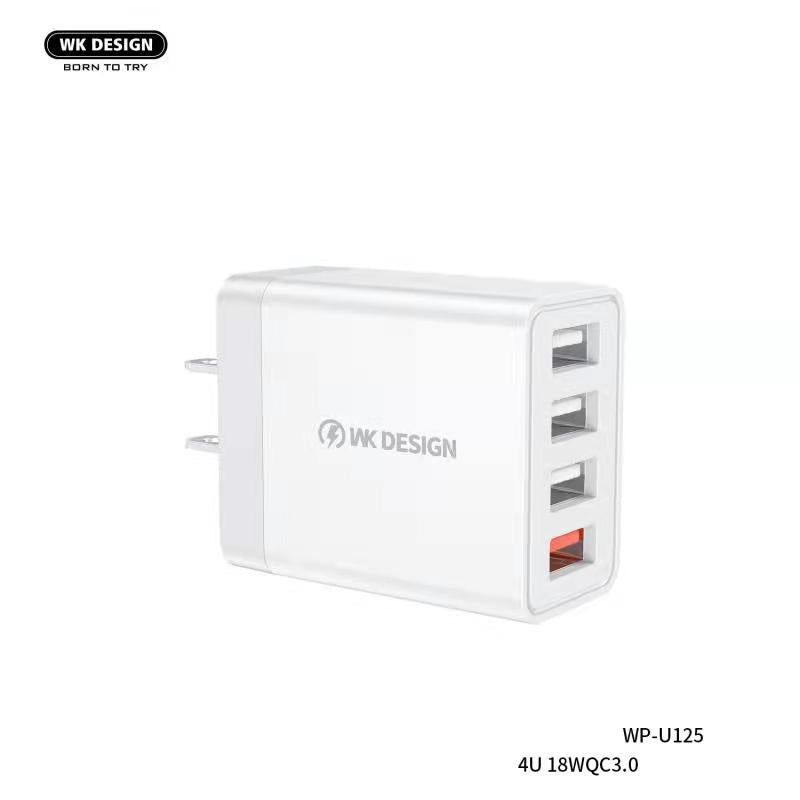 WK WP-U125 UPINE SERIES 18W 4USB CHARGER ONLY QC3.0 (US)(18W), 4USB Charger, 18W Charger