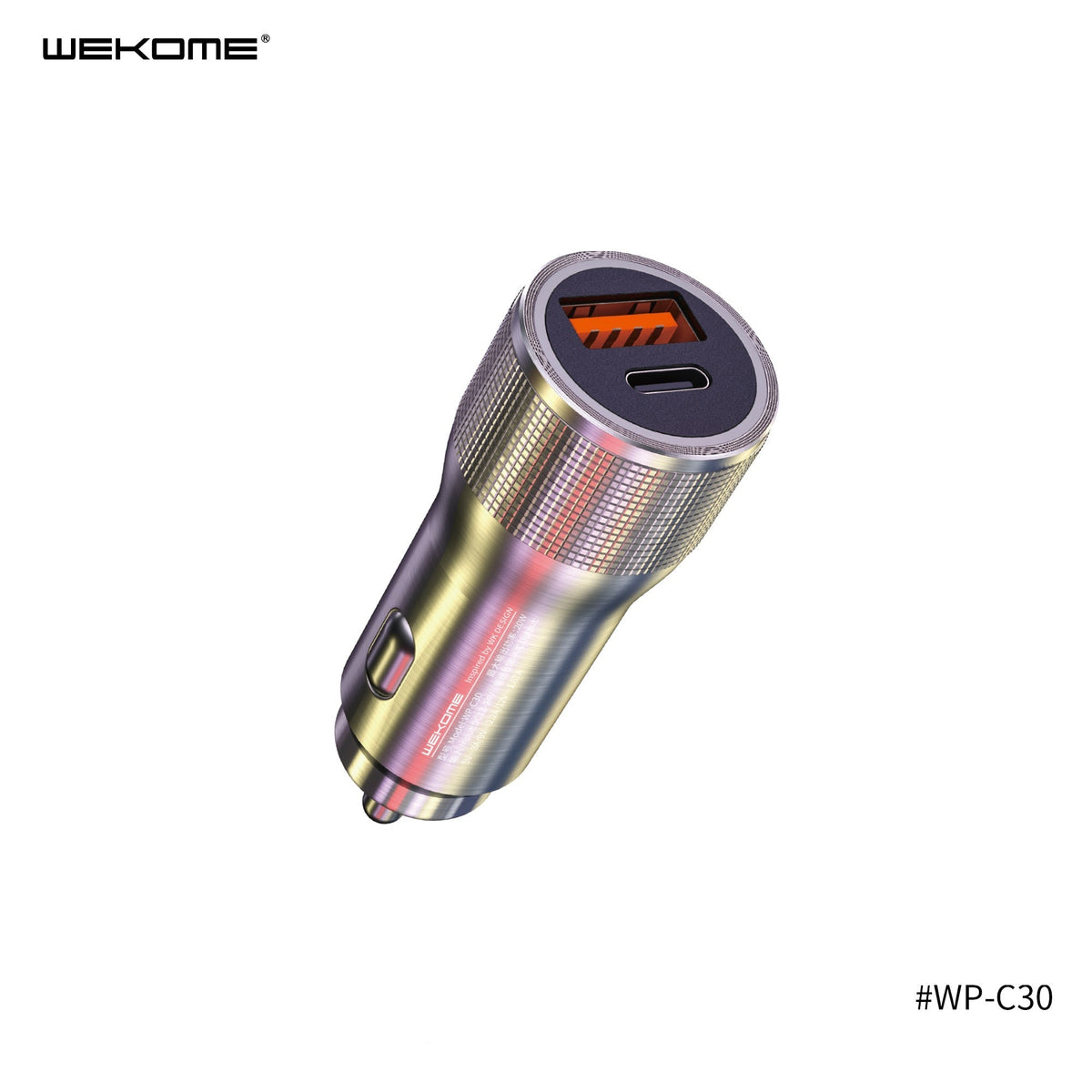 WEKOME WP-C30 FLASH SERIES PD 20W A+C SUPER FAST CAR CHARGER (USB-1/PD-1), 20W Car Charger, PD Car Charger, Super Fast Car Charger