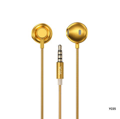 WEKOME YC05 SAKIN/GOLDEN (3.5MM) EARPHONE FOR MISIC AND CALL, 3.5mm Earphone, Wire Earphone, AUX Earphone