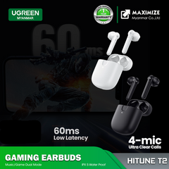 UGREEN WS105 HITUNE T2 TRUE WIRELESS EARBUDS, (5.0/ TYPE-C CHARGING), TWS Earbuds, High Quality Wireless Earbuds, Gaming Earbuds
