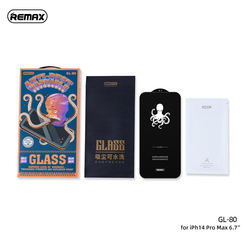 REMAX GL-80 IPH  ZOYEL SERIES ANTI-DUST WASHABLE TEMPERED GLASS SCREEN PROTECTOR