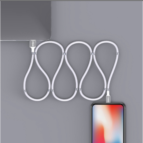 Rock Lightning Magnetic Silicone Cable Self-Winding USB e (0.9m) for iPhone / iPad, Cable , Lightning Cable , iPhone Data Cable , iPhone Charging Cable , iPhone Lightning Cable , iphone charging cable
