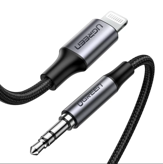 UGREEN US315 LIGHTNING TO 3.5MM AUX CABLE ALUMINUM SHELL, WITH BRAIDED (1M), MFI Cable, Audio Cable