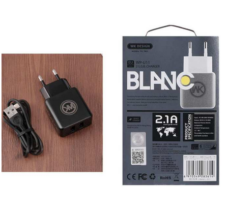 WK (I-PH) BLANC 2U CHARGER WITH CABLE(WP-U11), Charger Set