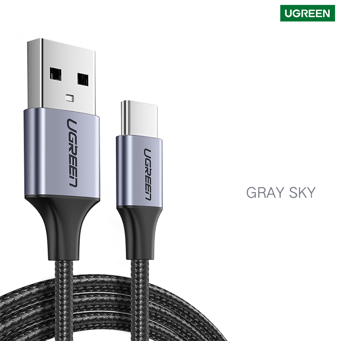 Ugreen USB 2.0A to Type-C Nylon Braid Niclel Plating 1.5M - Black