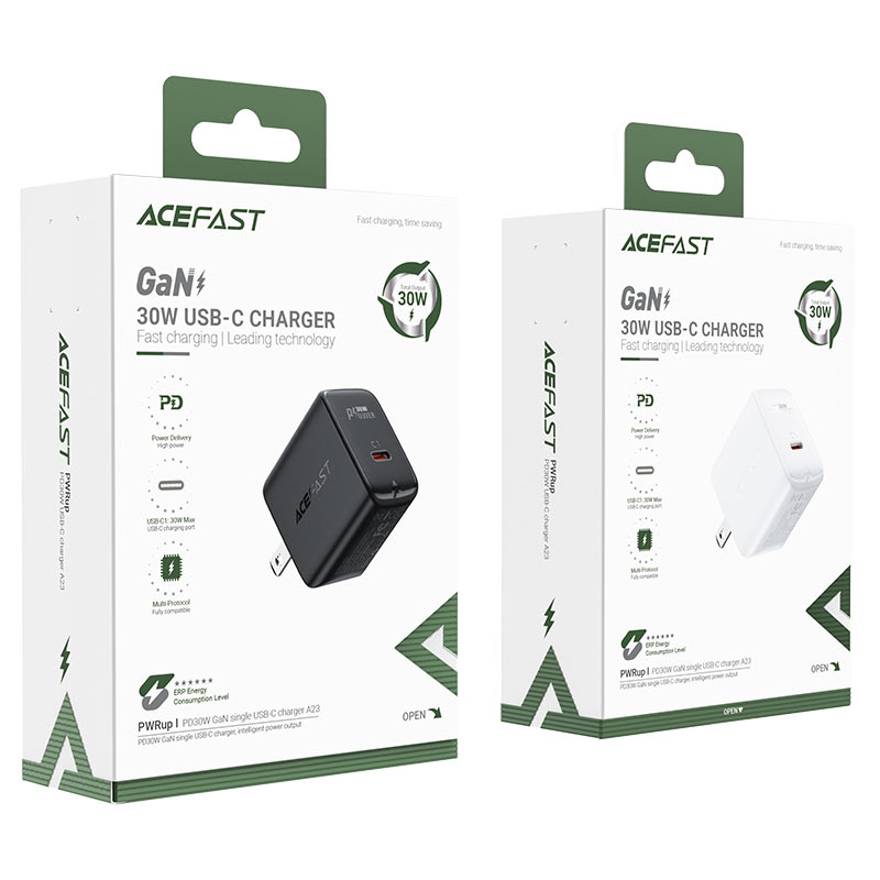ACEFAST A23 PD30W GAN SINGLE USB-C CHARGER, PD Charger, 30W Charger, GAN Charger, USB-C Charger