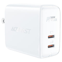 ACEFAST A31 PD 50W GAN (USB-C+USB-C) DUAL PORT CHARGER - WHITE