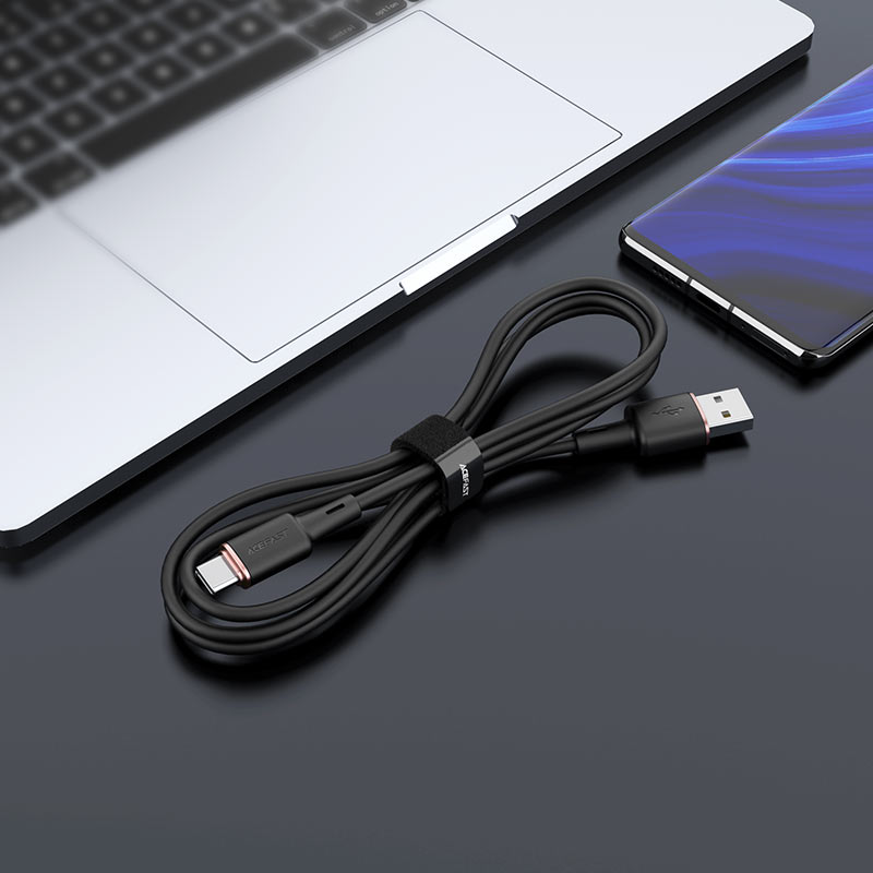 ACEFAST C2-04 USB-A TO USB-C ZINC ALLOY SILICONE CHARGING DATA CABLE (3A MAX)(1.2M) - BLACK